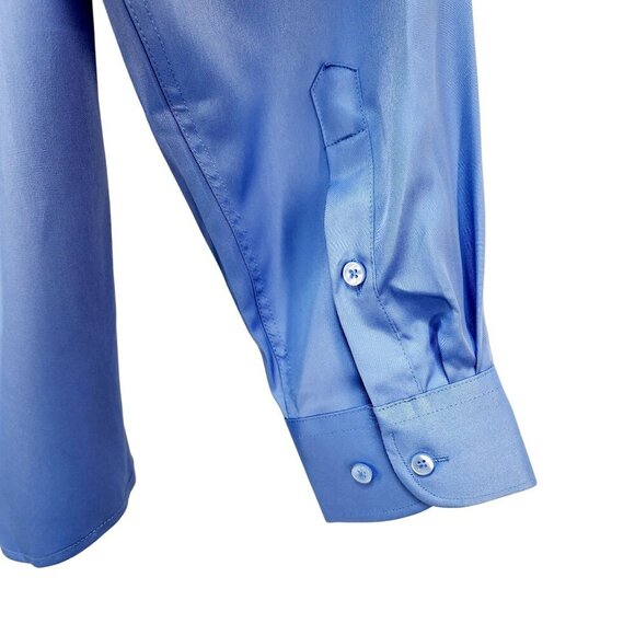 Shield-X Flex Blue Long Sleeve ButtonUp Shirt Silk Size L Design In Italy Mens - Picture 11 of 11